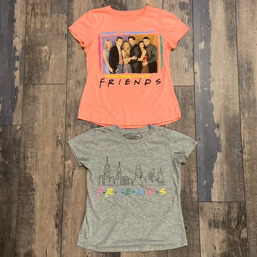 Set Of Two Friends T-Shirts Shirts Graphic Short Sleeve Tops Girls Size L 10/12